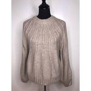 Dreamers Womens Pullover Sweater Beige Long Sleeves Mock‎ Neck Ribbed M New